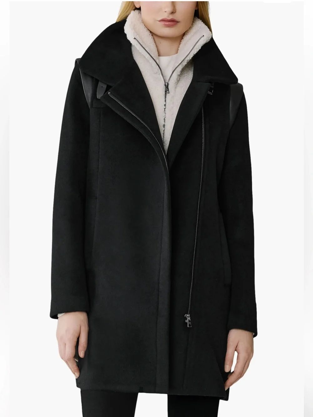 Kiana Wool Blend Coat with Removable Faux Shearling Bib
Soia & Kyo